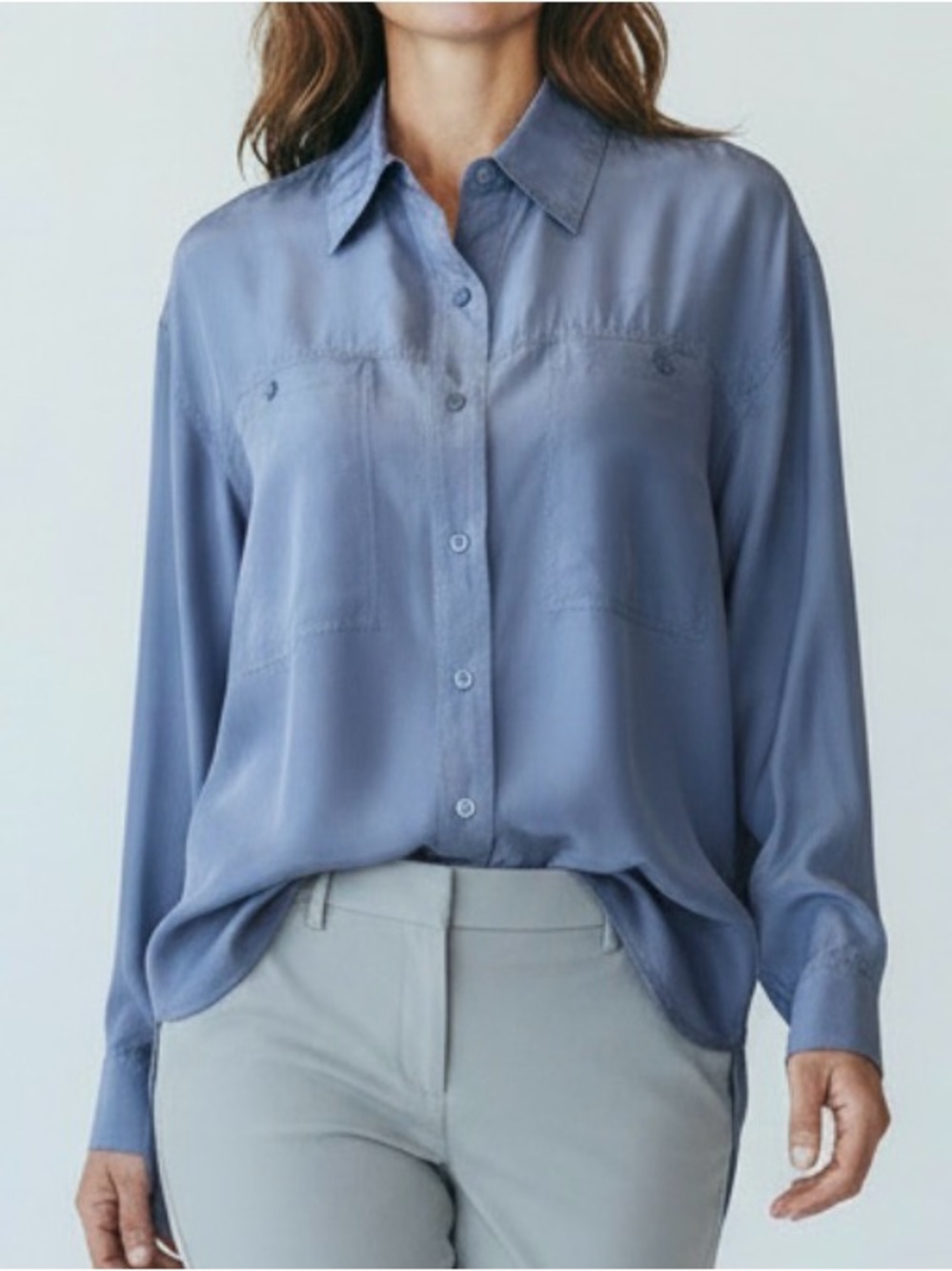 Vintage Lutar Loose Fit Silk Button-Down Blouse